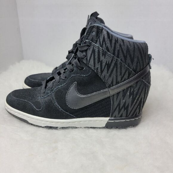 Nike Dunk Sky Hi Black White Women's 543258-002 Wedge Sneaker Shoes Size 7 - Picture 3 of 9